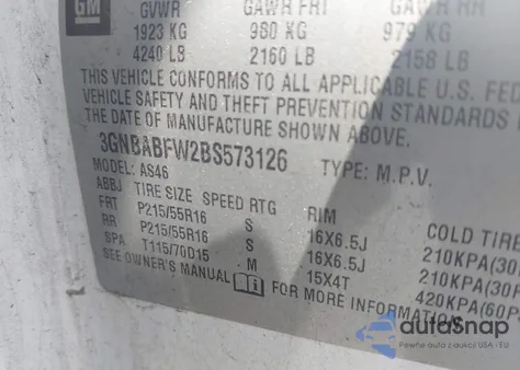 2011 Chevrolet Hhr Lt from USA, damaged, VIN 3GNBABFW2BS573126